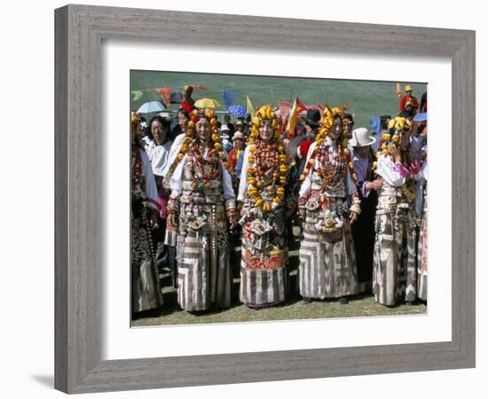 Women in Traditional Tibetan Dress, Yushu, Qinghai Province, China-Occidor Ltd-Framed Photographic Print