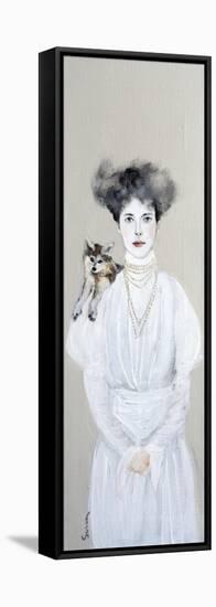 Women in White with Baby Wolf, 2016-Susan Adams-Framed Premier Image Canvas