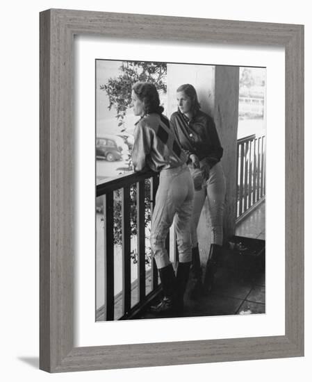 Women Jockey's Watching Race from Balcony of Jockey's Rooms-Peter Stackpole-Framed Photographic Print