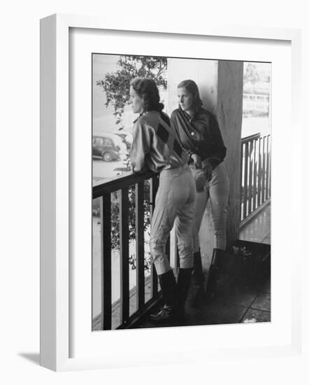 Women Jockey's Watching Race from Balcony of Jockey's Rooms-Peter Stackpole-Framed Photographic Print