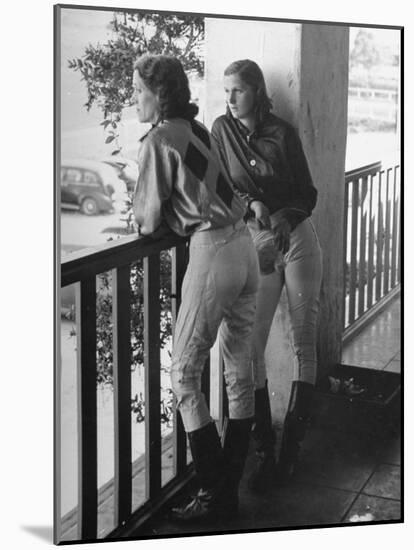 Women Jockey's Watching Race from Balcony of Jockey's Rooms-Peter Stackpole-Mounted Photographic Print