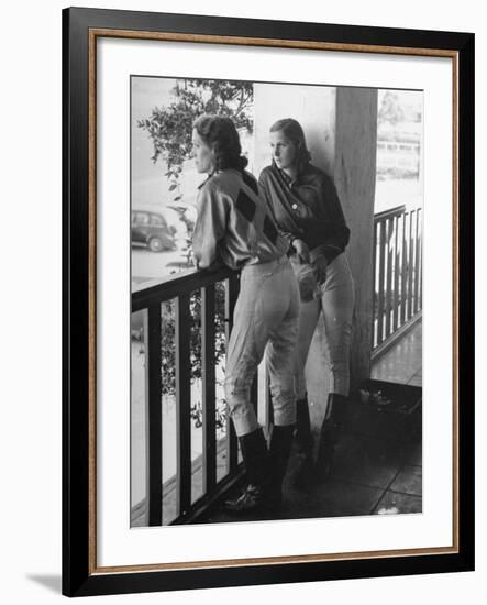 Women Jockey's Watching Race from Balcony of Jockey's Rooms-Peter Stackpole-Framed Photographic Print