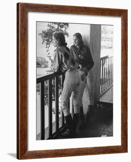 Women Jockey's Watching Race from Balcony of Jockey's Rooms-Peter Stackpole-Framed Photographic Print