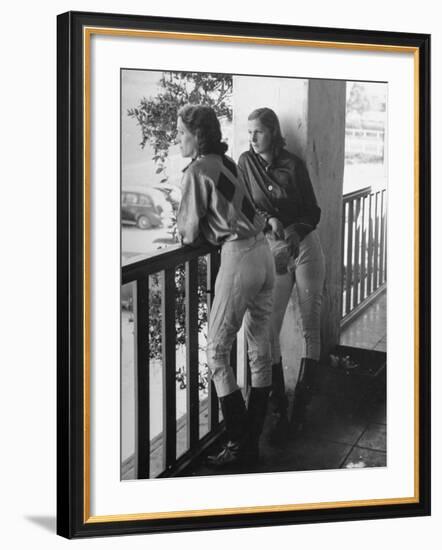 Women Jockey's Watching Race from Balcony of Jockey's Rooms-Peter Stackpole-Framed Photographic Print