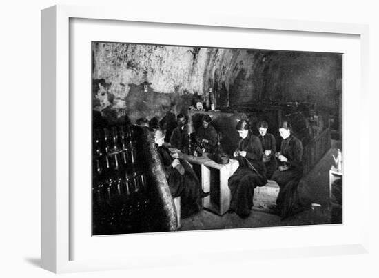 Women Knitting in a Wine-Cellar in a 'Much Bombarded' Rheims-null-Framed Art Print