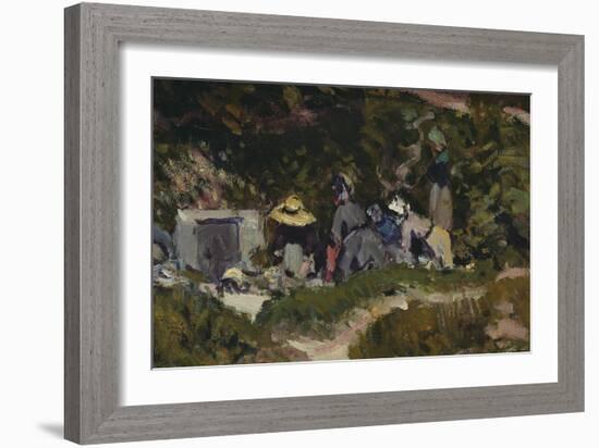 Women Laundering (Oil on Canvas) (Detail of 340101)-Alfred Sisley-Framed Giclee Print