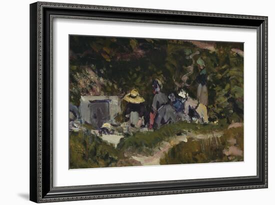 Women Laundering (Oil on Canvas) (Detail of 340101)-Alfred Sisley-Framed Giclee Print