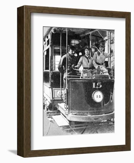 Women Learning to Drive a Tram, 1917-null-Framed Giclee Print