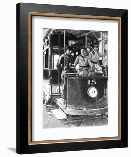 Women Learning to Drive a Tram, 1917-null-Framed Giclee Print