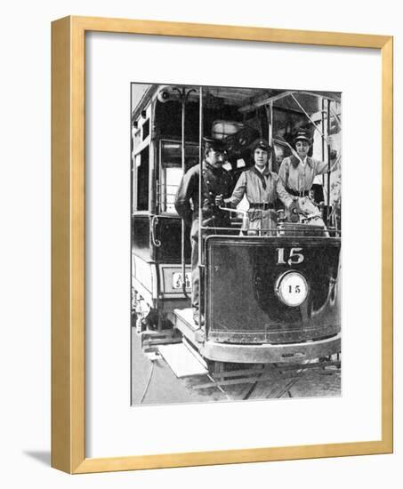 Women Learning to Drive a Tram, 1917-null-Framed Giclee Print