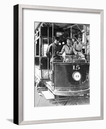 Women Learning to Drive a Tram, 1917-null-Framed Giclee Print