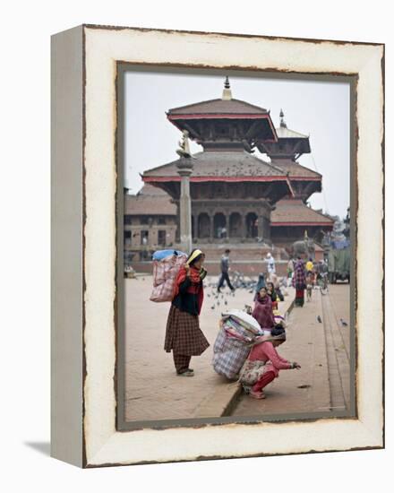 Women Loading Up, Using Dokos to Carry Loads, in Durbar Square, Patan, Kathmandu Valley, Nepal-Don Smith-Framed Premier Image Canvas