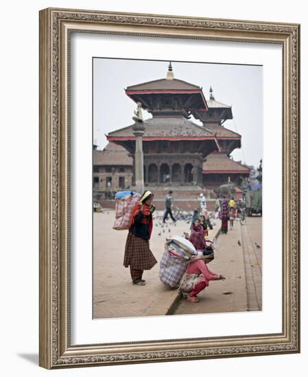 Women Loading Up, Using Dokos to Carry Loads, in Durbar Square, Patan, Kathmandu Valley, Nepal-Don Smith-Framed Photographic Print