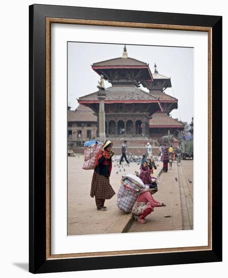 Women Loading Up, Using Dokos to Carry Loads, in Durbar Square, Patan, Kathmandu Valley, Nepal-Don Smith-Framed Photographic Print