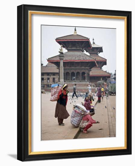 Women Loading Up, Using Dokos to Carry Loads, in Durbar Square, Patan, Kathmandu Valley, Nepal-Don Smith-Framed Photographic Print