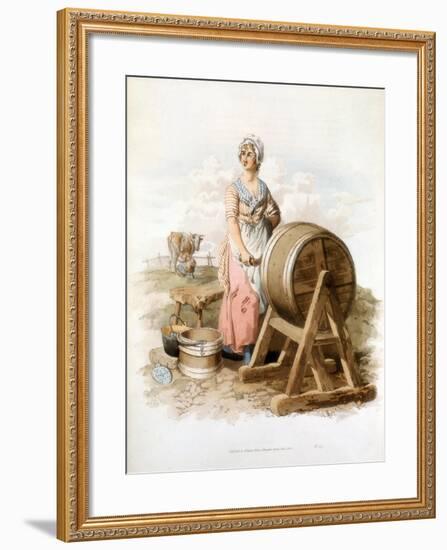 Women Making Butter, 1808-William Henry Pyne-Framed Giclee Print