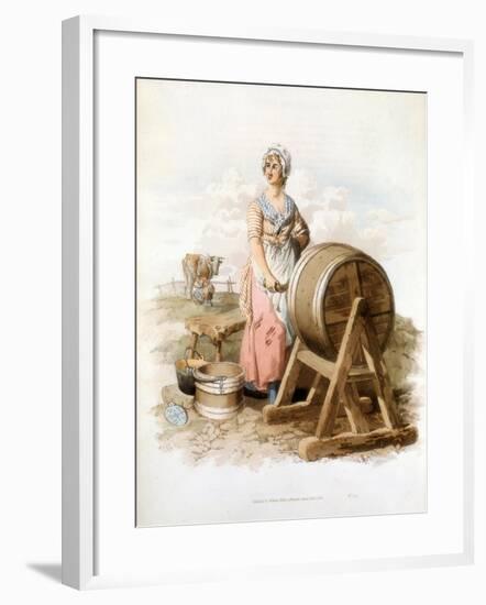 Women Making Butter, 1808-William Henry Pyne-Framed Giclee Print