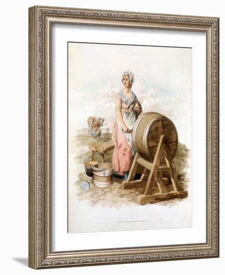 Women Making Butter, 1808-William Henry Pyne-Framed Giclee Print