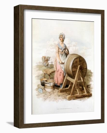 Women Making Butter, 1808-William Henry Pyne-Framed Giclee Print