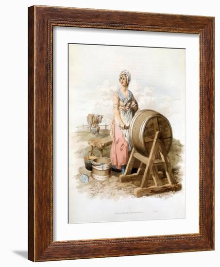 Women Making Butter, 1808-William Henry Pyne-Framed Giclee Print