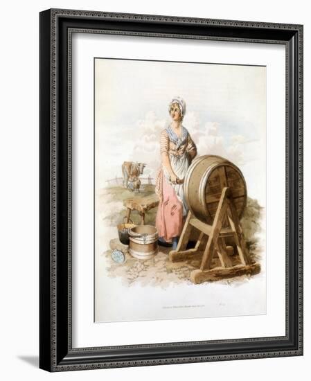 Women Making Butter, 1808-William Henry Pyne-Framed Giclee Print