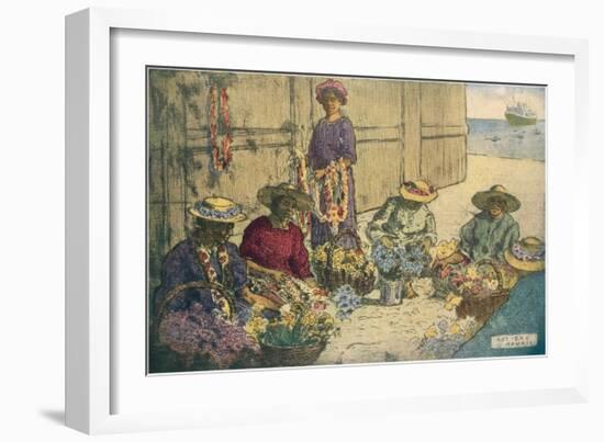 Women Making Leis, Hawaii-null-Framed Art Print