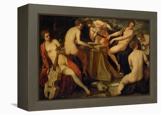 Women Making Music, Perhaps an Allegory of Music-Jacopo Robusti Tintoretto-Framed Premier Image Canvas