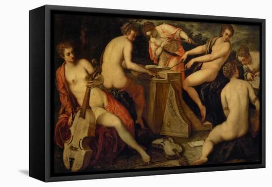 Women Making Music, Perhaps an Allegory of Music-Jacopo Robusti Tintoretto-Framed Premier Image Canvas