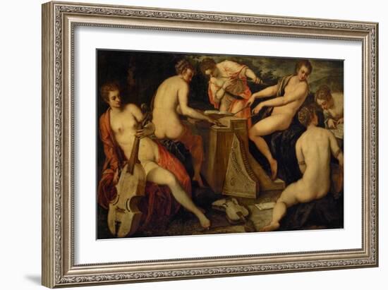 Women Making Music, Perhaps an Allegory of Music-Jacopo Robusti Tintoretto-Framed Giclee Print