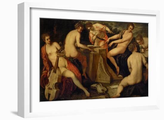 Women Making Music, Perhaps an Allegory of Music-Jacopo Robusti Tintoretto-Framed Giclee Print