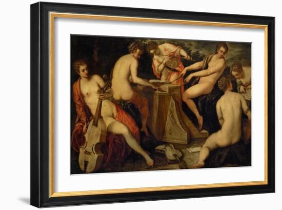 Women Making Music, Perhaps an Allegory of Music-Jacopo Robusti Tintoretto-Framed Giclee Print