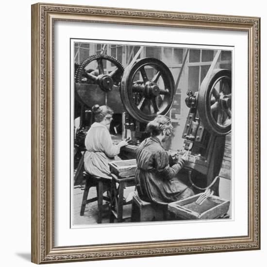 Women Making Table Forks at the Souete Generale De Coutellerie, France-null-Framed Photographic Print