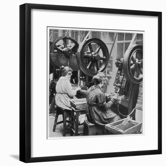 Women Making Table Forks at the Souete Generale De Coutellerie, France-null-Framed Photographic Print