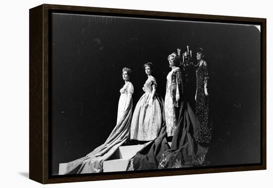 Women Modeling Evening Gowns at the Met Fashion Ball, New York, New York, November 1960-Walter Sanders-Framed Premier Image Canvas