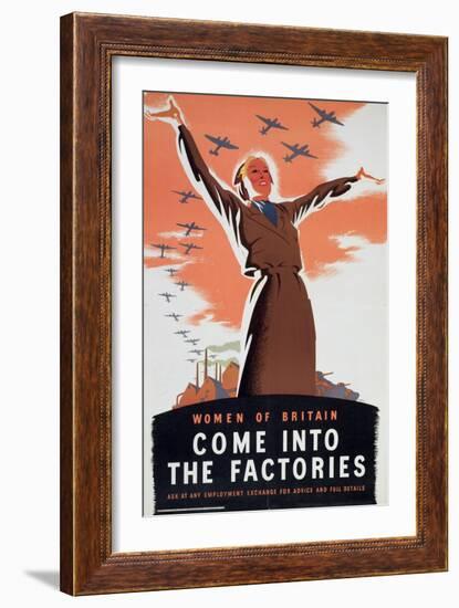 'Women of Britain Come into the Factories', c1940-Unknown-Framed Giclee Print