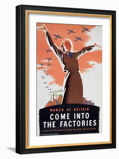 'Women of Britain Come into the Factories', c1940-Unknown-Framed Giclee Print