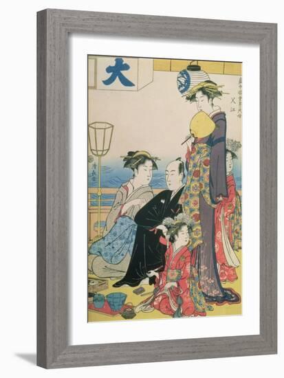 Women of the Gay Quarters, Right Hand Panel of a Diptych (Colour Woodblock Pring)-Torii Kiyonaga-Framed Giclee Print