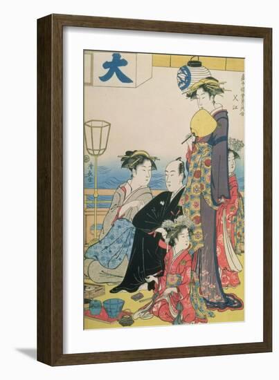 Women of the Gay Quarters, Right Hand Panel of a Diptych (Colour Woodblock Pring)-Torii Kiyonaga-Framed Giclee Print