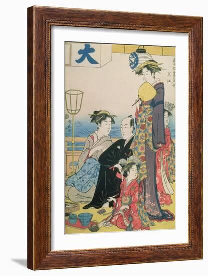 Women of the Gay Quarters, Right Hand Panel of a Diptych (Colour Woodblock Pring)-Torii Kiyonaga-Framed Giclee Print