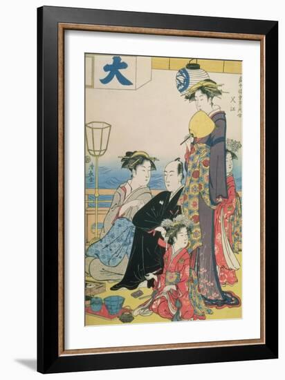 Women of the Gay Quarters, Right Hand Panel of a Diptych (Colour Woodblock Pring)-Torii Kiyonaga-Framed Giclee Print