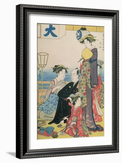 Women of the Gay Quarters, Right Hand Panel of a Diptych (Colour Woodblock Pring)-Torii Kiyonaga-Framed Giclee Print