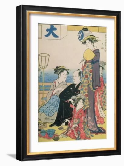 Women of the Gay Quarters, Right Hand Panel of a Diptych (Colour Woodblock Pring)-Torii Kiyonaga-Framed Giclee Print