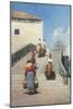 Women on a Bridge in Venice-Vincenzo Cabianca-Mounted Art Print