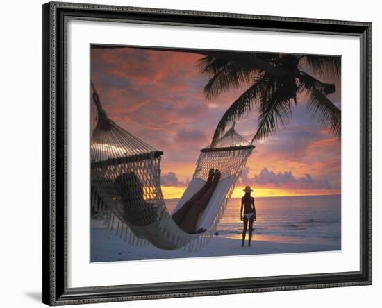 Women on Beach, Ari Atoll, White Sands Island-Angelo Cavalli-Framed Photographic Print