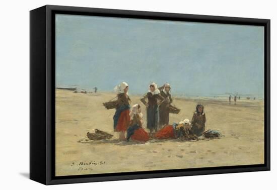 Women on the Beach at Berck, 1881-Eugene Louis Boudin-Framed Premier Image Canvas