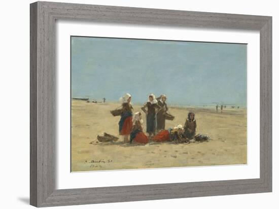 Women on the Beach at Berck, 1881-Eugene Louis Boudin-Framed Giclee Print