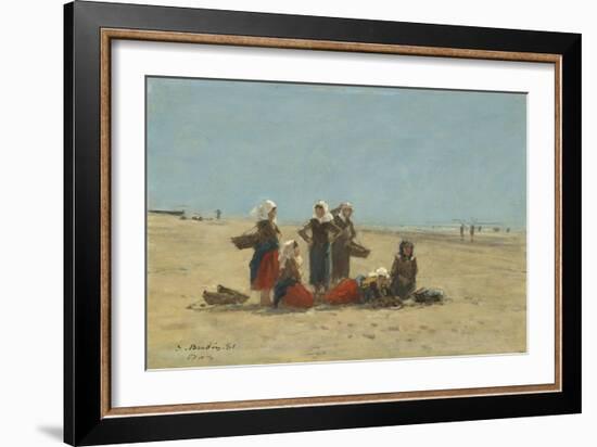 Women on the Beach at Berck, 1881-Eugene Louis Boudin-Framed Giclee Print