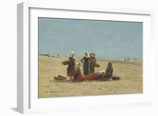 Women on the Beach at Berck, 1881-Eugene Louis Boudin-Framed Giclee Print