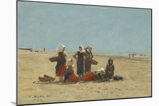 Women on the Beach at Berck, 1881-Eugene Louis Boudin-Mounted Giclee Print