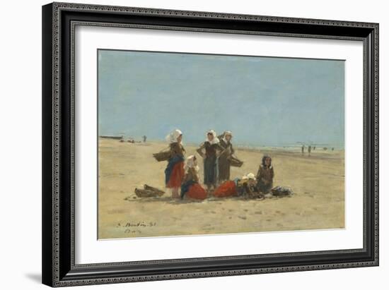 Women on the Beach at Berck, 1881-Eugene Louis Boudin-Framed Giclee Print